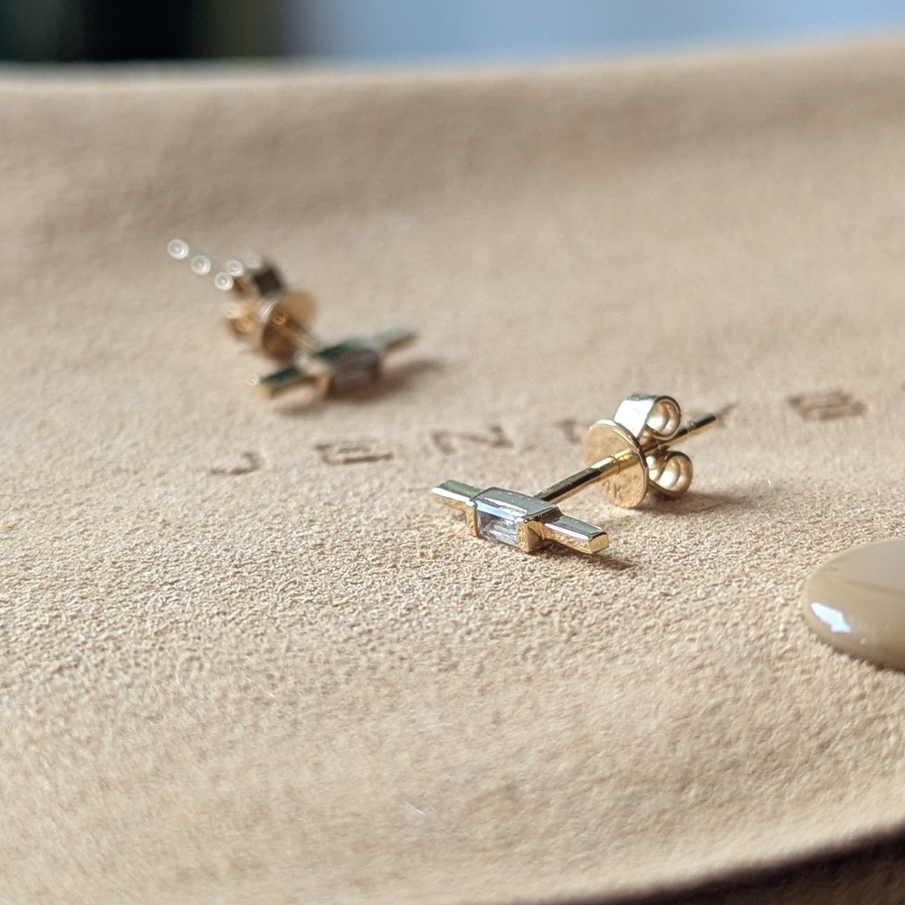 Jenny bird 14k gold white sapphire stud earrings